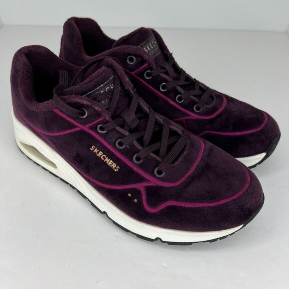Skechers Womens SN73669 Purple Uno Plum Fuzz Lace Up Size 8.5 Sneakers - Picture 2 of 9